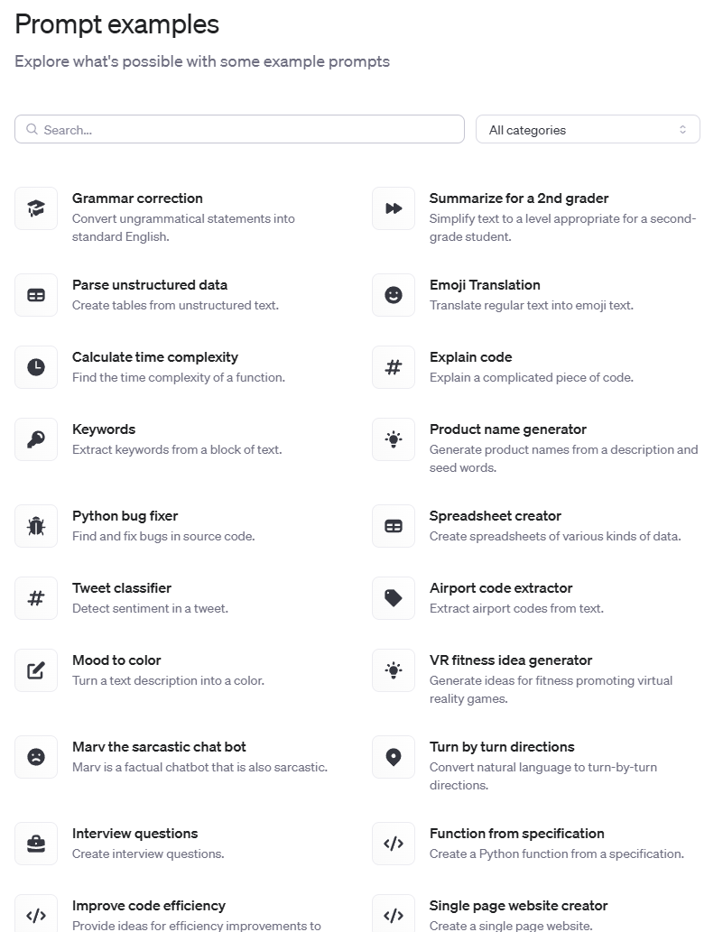 open ai prompt examples